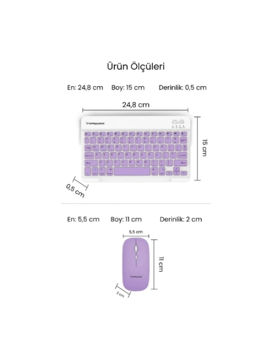 Mor Kablosuz Klavye Ve Mouse Seti