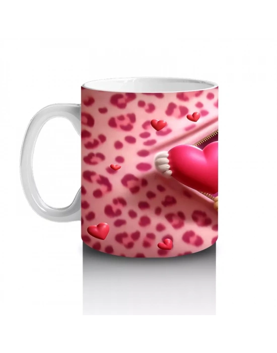 Mor Kalp İçinde Işıltılı Pembe Kelebek – Baskılı Kahve Kupası