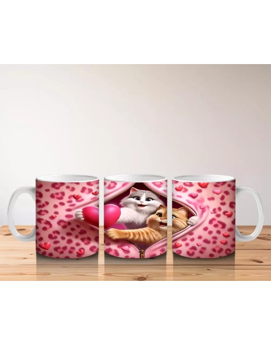 Mor Kalp İçinde Işıltılı Pembe Kelebek – Baskılı Kahve Kupası