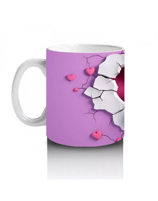 Mor Kalpli Çatlaktan Bakan Sevimli Su Aygırı – Baskılı Kahve Kupası