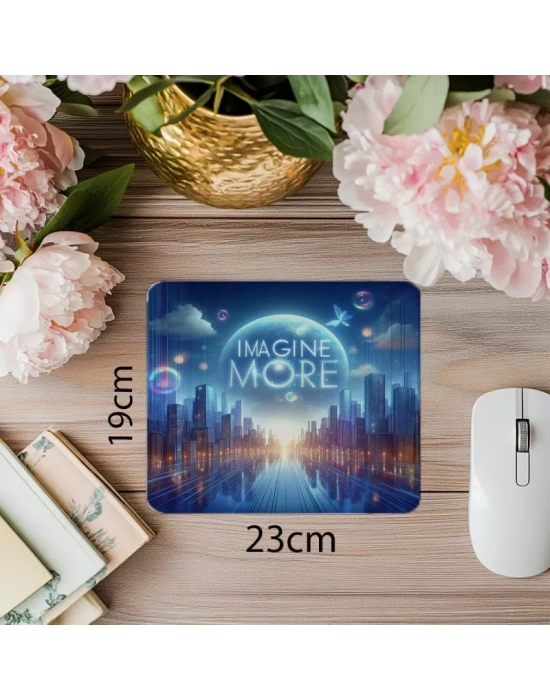 Mor Mavi Geçişli Parlak Yazılı Mousepad - 19x23 cm 2 mm Dikdörtgen İthal Baskılı Mouse Pad