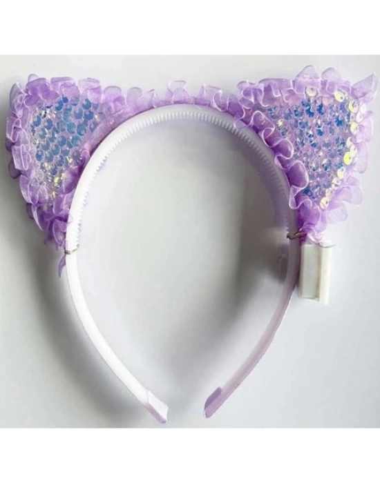 Mor Pullu Led Işıklı Kedi Kulak Taç