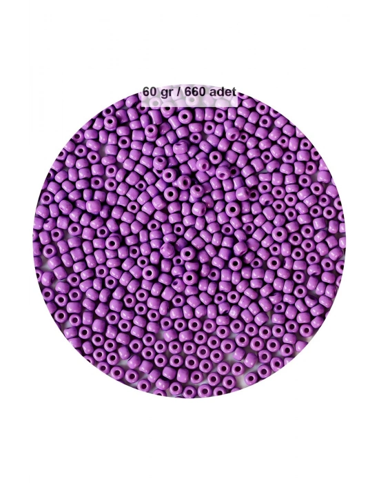 Mor Renk 4 mm Yaklaşık 660 adet / 60 gram Cam Boncuk Oya Yazma Bileklik ve Kolye