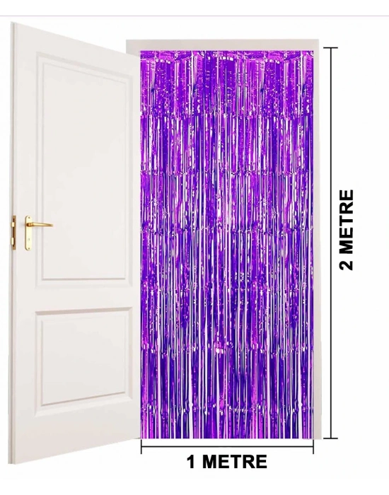Mor Renk Ekstra Metalize Parlak Saçaklı Arka Fon Perde İthal A Kalite 1x2 Metre