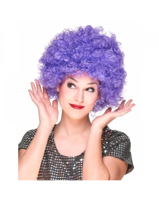 Mor Renk Kıvırcık Afro Bonus Peruk Parti Peruğu