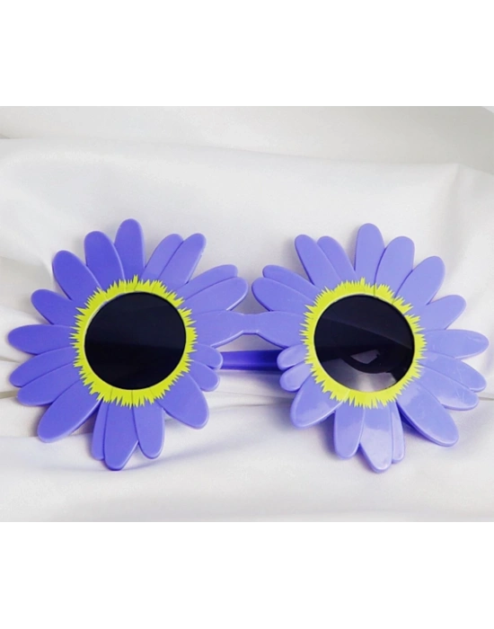 Mor Renk Papatya Şekilli Parti Gözlüğü 18x10 Cm
