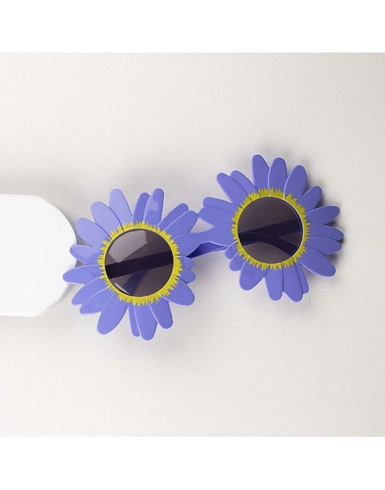 Mor Renk Papatya Şekilli Parti Gözlüğü 18x10 Cm