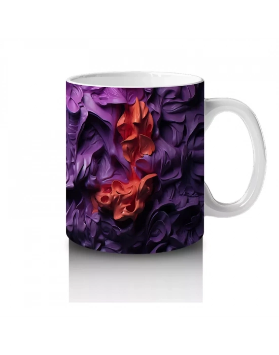 Mor ve Turuncu Duman İçinde Mavi Kafatası – Hediyelik Kahve Kupası