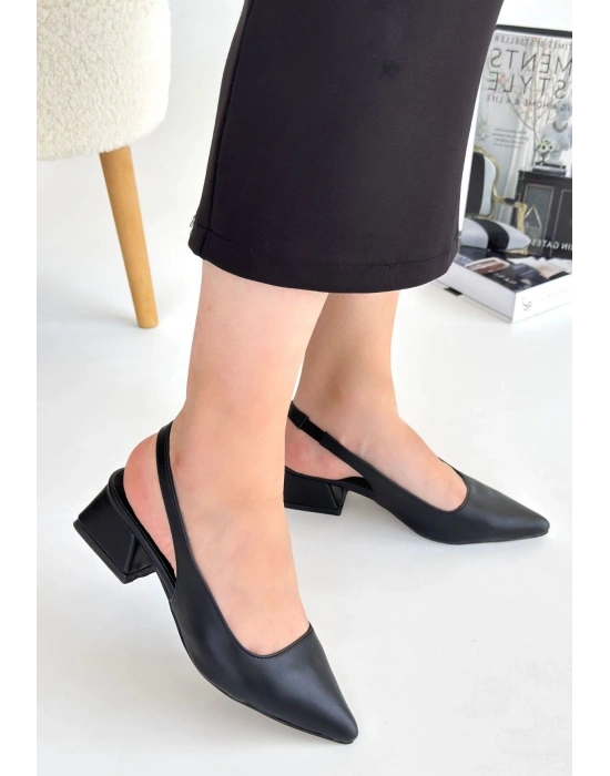 Morji Siyah Cilt Topuklu Ayakkabı