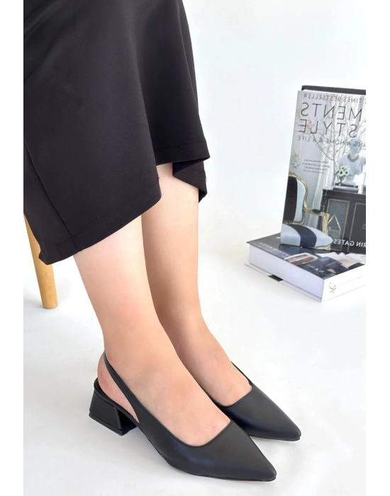 Morji Siyah Cilt Topuklu Ayakkabı