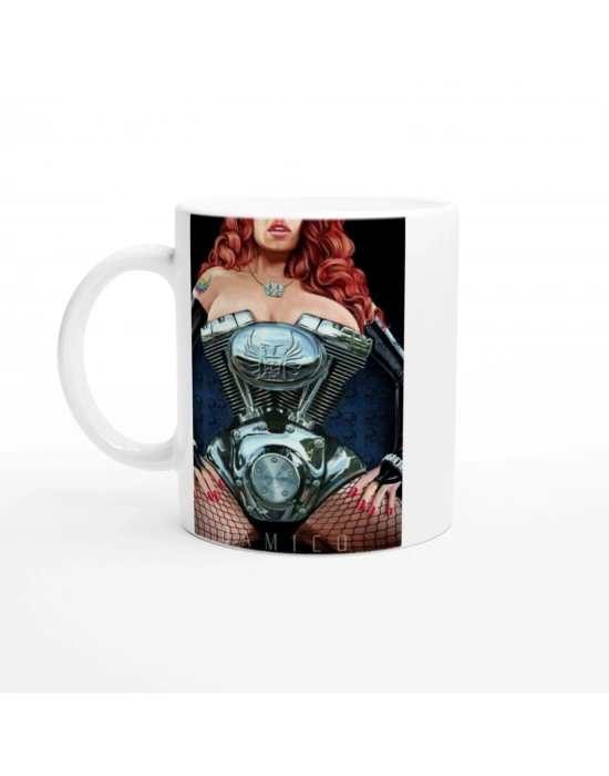 Motor Kalpli Kadın Tasarımlı Kupa Bardak