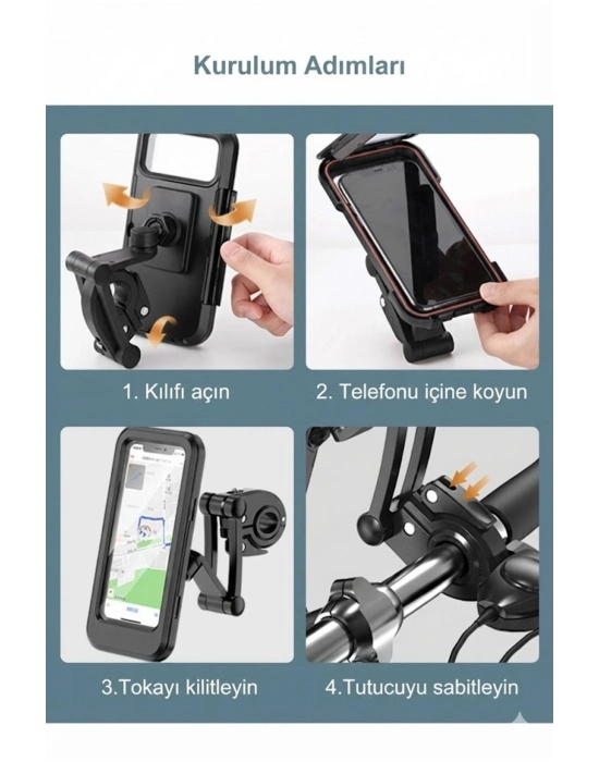 ® Motosiklet Bisiklet Su Geçirmez Manyetik Telefon Tutucu Gidon Navigasyon Kılıfı