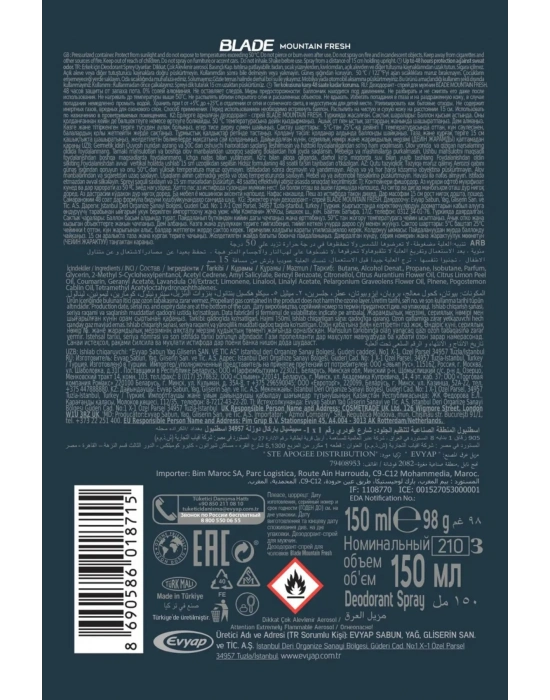 Mountain Fresh Erkek Deodorant 150ml Leke Bırakmaz