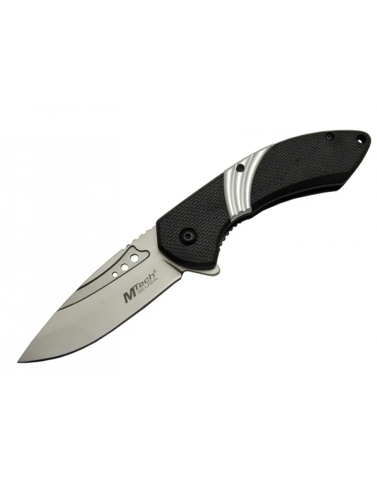 Mtech 4214 Beyaz Kamp Çakı 20cm- Yarı Otomatik, Kemerlikli, Oluklu