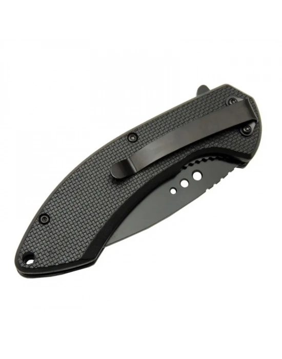 Mtech 4215 Kırmızı Kamp Çakı 20cm- Yarı Otomatik, Kemerlikli, Oluklu