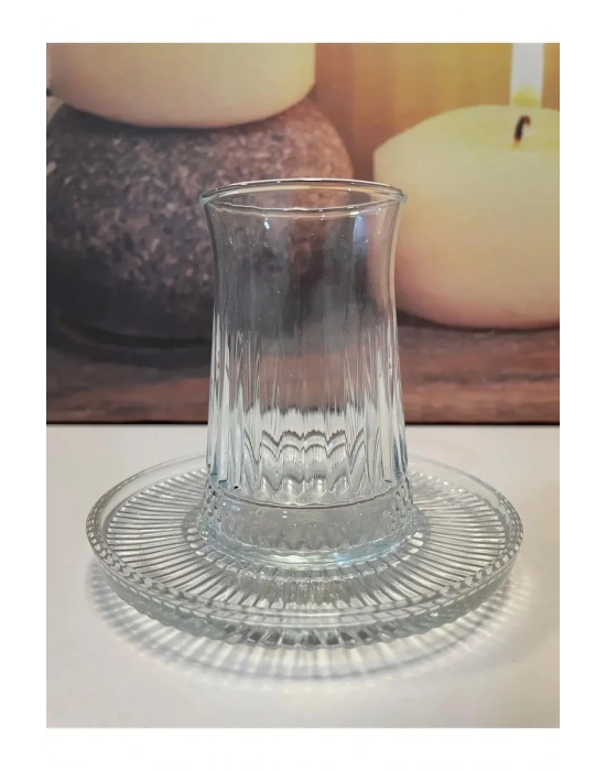 Müge 6lı Cam Çay Tabağı Çay Tabak Altlığı Royaleks-TG-2023