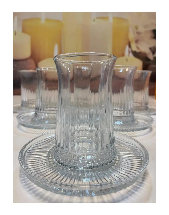 Müge 6lı Cam Çay Tabağı Çay Tabak Altlığı Royaleks-TG-2023