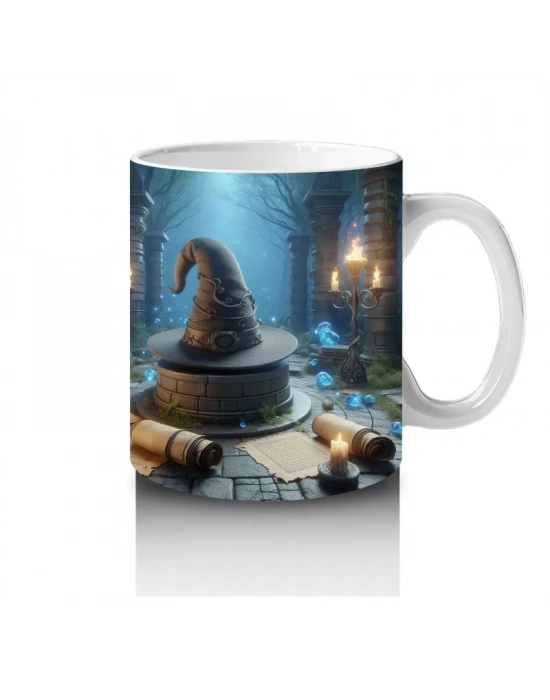 Mum Işığında Büyü Yapan Gotik Cadı Temalı Baskılı Kupa Bardak