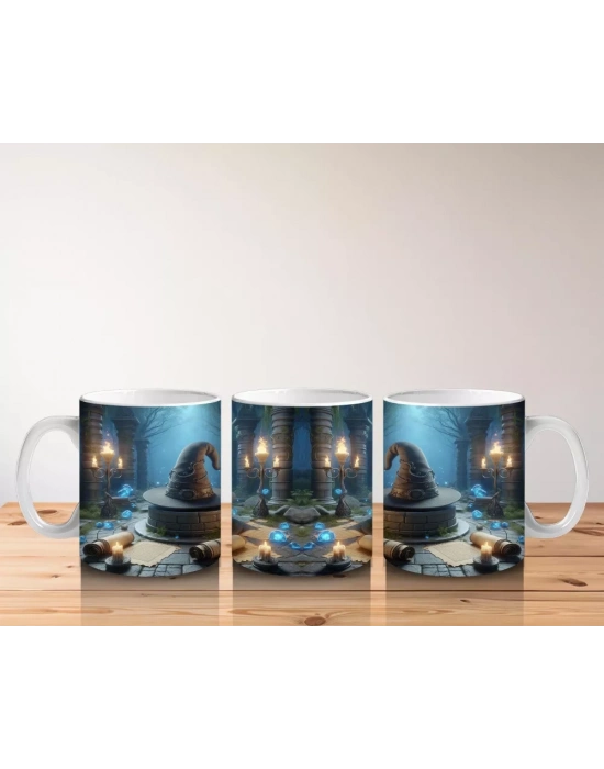 Mum Işığında Büyü Yapan Gotik Cadı Temalı Baskılı Kupa Bardak