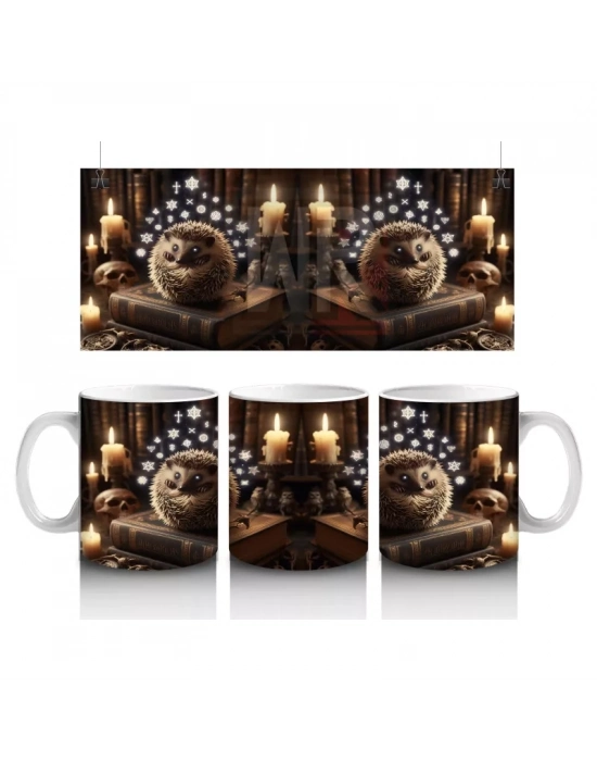 Mum Işığında Kafatası ve Kitaplarla Gotik Cadılar Bayramı Baskılı Kupa