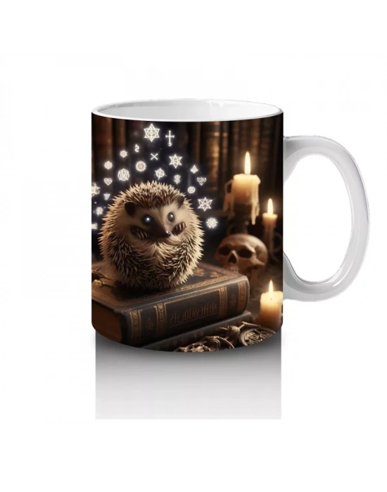 Mum Işığında Kafatası ve Kitaplarla Gotik Cadılar Bayramı Baskılı Kupa