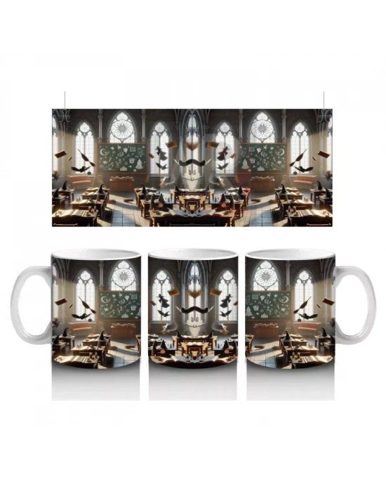 Mum Işıklı Mezarlık Desenli Gotik Cadılar Bayramı Baskılı Kupa Bardak