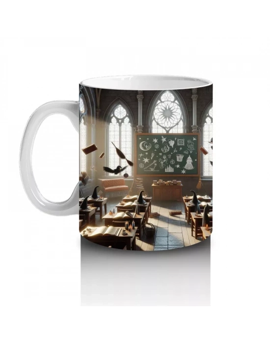 Mum Işıklı Mezarlık Desenli Gotik Cadılar Bayramı Baskılı Kupa Bardak