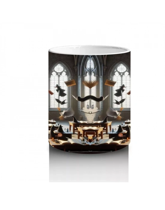 Mum Işıklı Mezarlık Desenli Gotik Cadılar Bayramı Baskılı Kupa Bardak