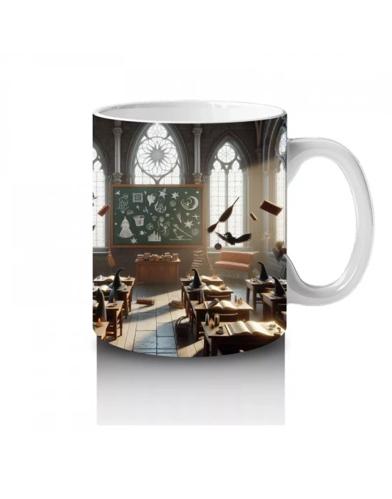 Mum Işıklı Mezarlık Desenli Gotik Cadılar Bayramı Baskılı Kupa Bardak