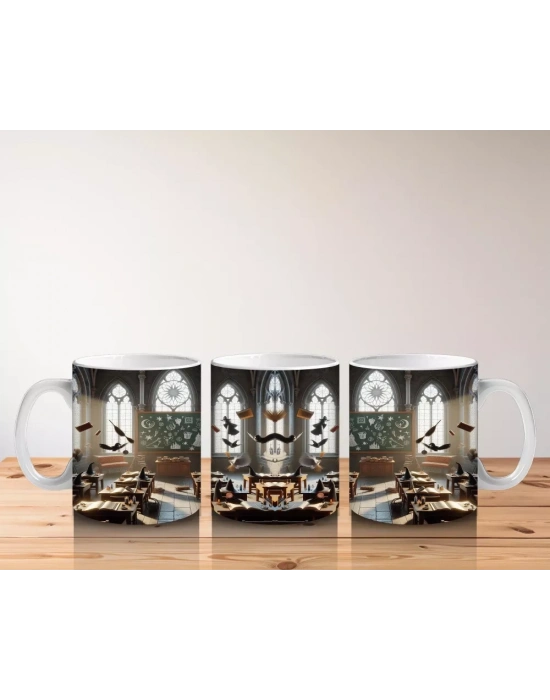 Mum Işıklı Mezarlık Desenli Gotik Cadılar Bayramı Baskılı Kupa Bardak