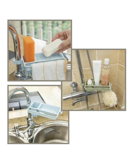 ®  Musluğa Takılan Sünger Havlu Askılı Sabun Hazneli mutfak Banyo Lavabo Düzenleyici Organizer