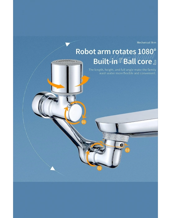 Mutfak Banyo Musluk Başlığı 180 Derece Dönebilen Fonksiyonel Evrense