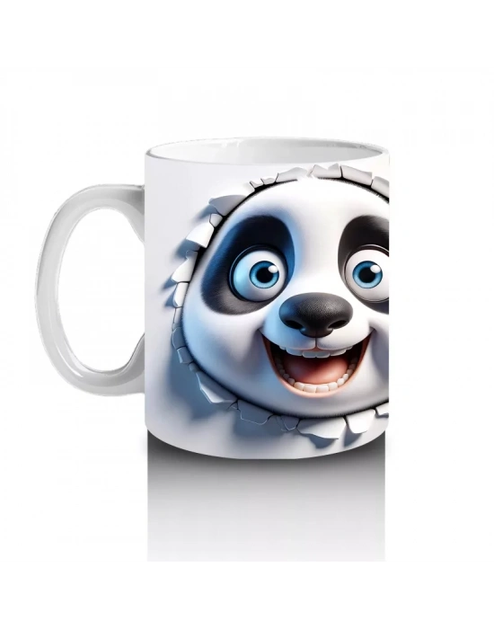 Mutlu İfade ile Bakan Panda Yüzleri – Baskılı Kahve Kupası