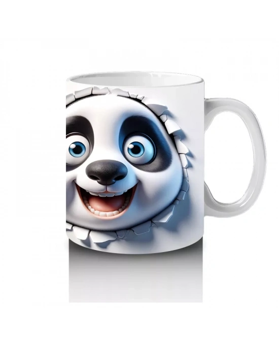 Mutlu İfade ile Bakan Panda Yüzleri – Baskılı Kahve Kupası