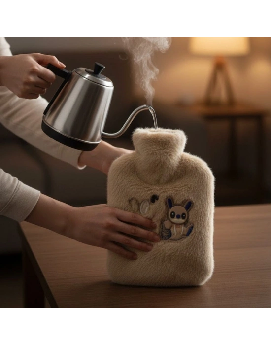® Mutlu Robot Hayvan Figürlü Peluş Sıcak Su Torbası 1 Lt – Yumuşak Kılıf, Uzun Süre Sıcak Tutan Termal Su Torbası