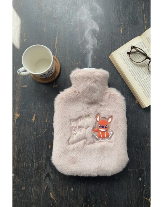 ® Mutlu Robot Hayvan Figürlü Pembe Peluş Sıcak Su Torbası 1 Lt – Yumuşak Kılıf, Uzun Süre Sıcak Tutan Termal Su Torbası