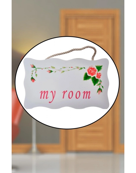 ®   My Room Benim Odam Dekoratif Çiçek Desenli Kapı Askısı