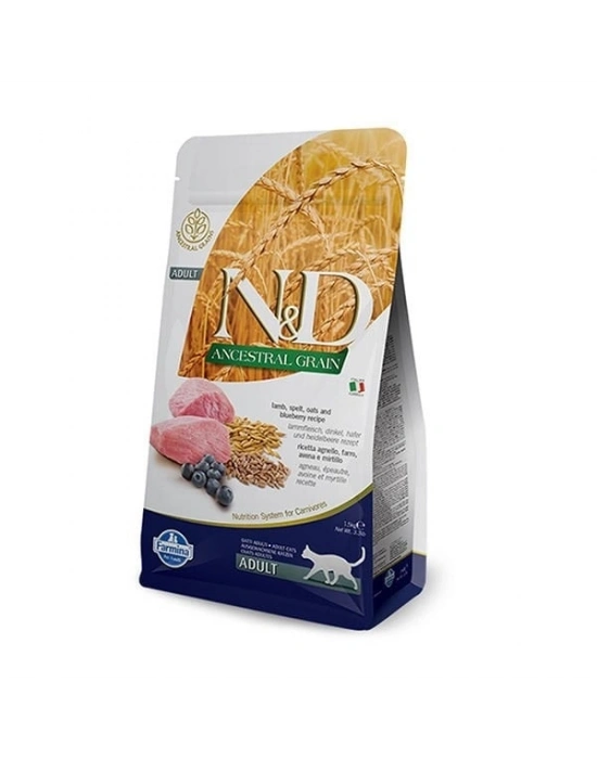 N&D Düşük Tahıllı Kuzu Etli ve Yaban Mersinli Yetişkin Kedi Maması 1.5 Kg