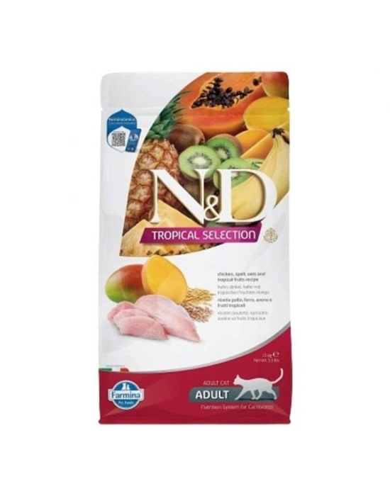 N&D Tropical Selection Tavuklu ve Tropikal Meyveli Yetişkin Kedi Maması 1.5 Kg