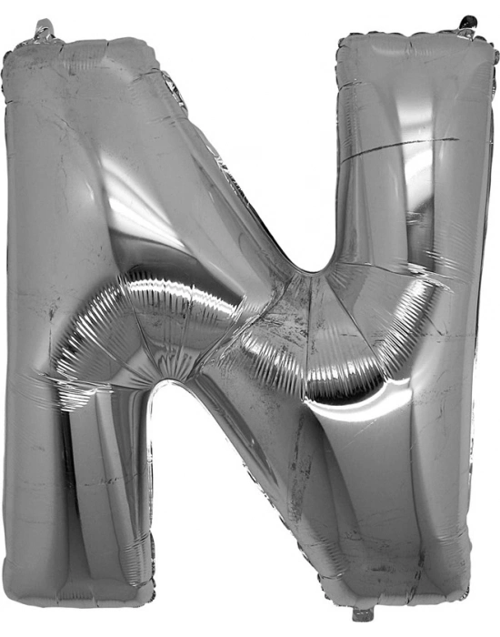 N Harf Folyo Balon Gümüş Renk  40 İnç