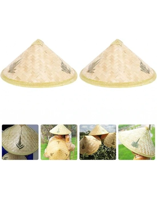 Naturel Renk Cambodia Kamboçyalı Vietnam Şapkası Pvc Hasır