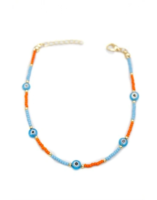 Nazar Boncuklu  Halhal - Mavi