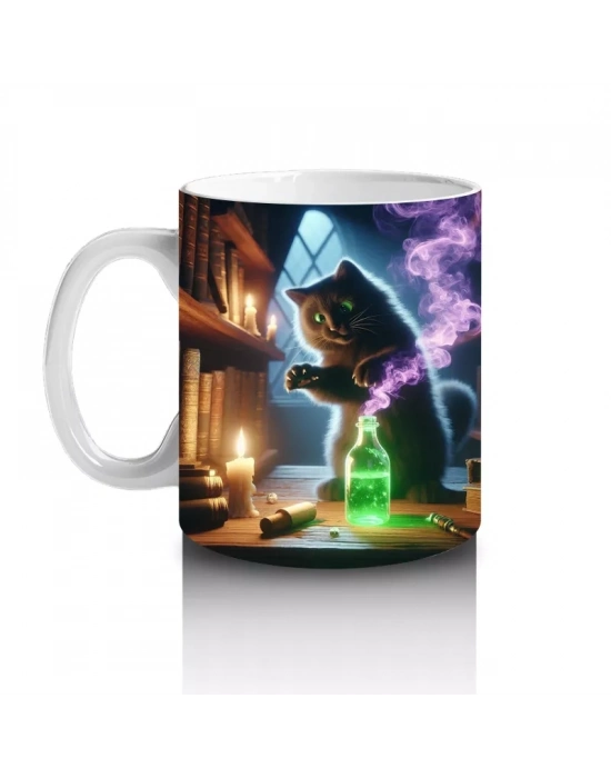 Neon Ağaçlar ve Renkli Hayalet Figürleriyle Eğlenceli Cadılar Bayramı Baskılı Kupa Bardak