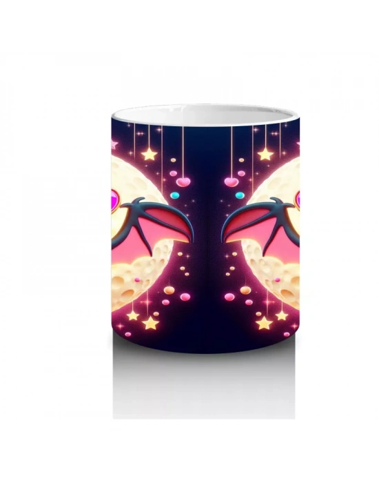 Neon Aydınlatmalı Renkli Yarasalar Figürlü Eğlenceli Cadılar Bayramı Baskılı Kupa Bardak