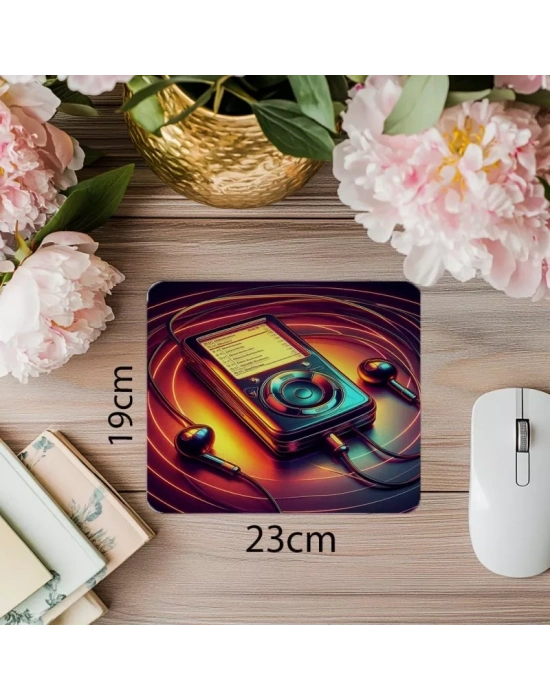 Neon Ekranlı Müzik Çalar Mouse Pad Tasarımı - 19x23 cm 2 mm Dikdörtgen İthal Baskılı Mouse Pad