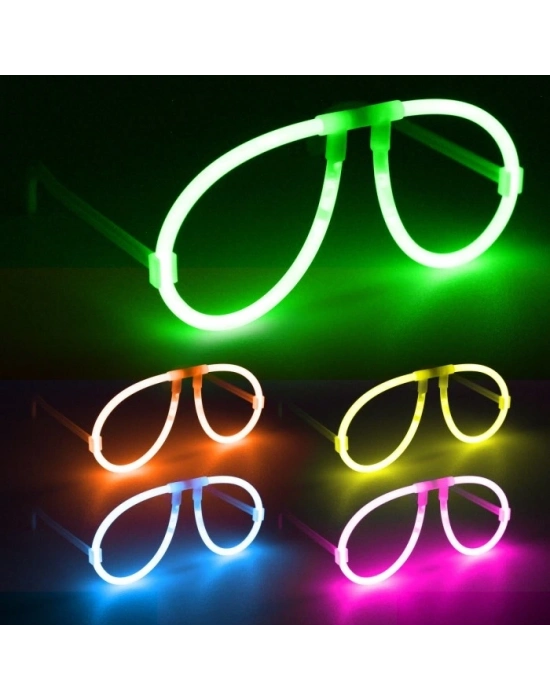 Neon Glow Fosfor Gözlük – Festival & Parti (12'li Set)