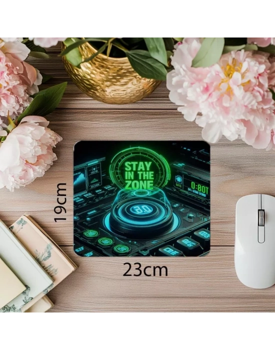 Neon Hologramlı Stay in the Zone Mouse Pad - 19x23 cm 2 mm Dikdörtgen İthal Baskılı Mouse Pad