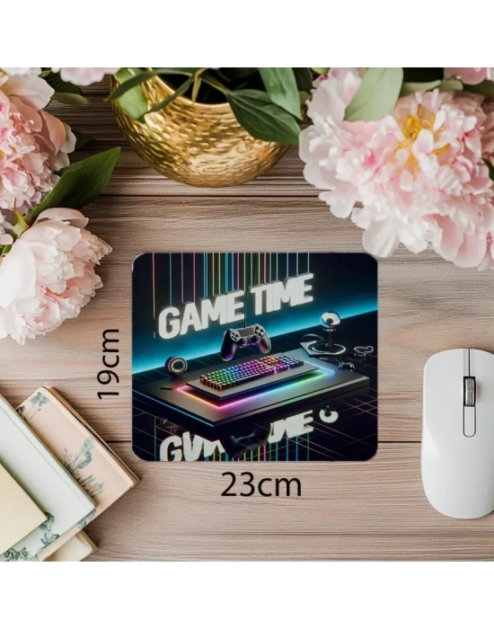 Neon Işıklarla Oyun Zamanı Mouse Pad - 19x23 cm 2 mm Dikdörtgen İthal Baskılı Mouse Pad