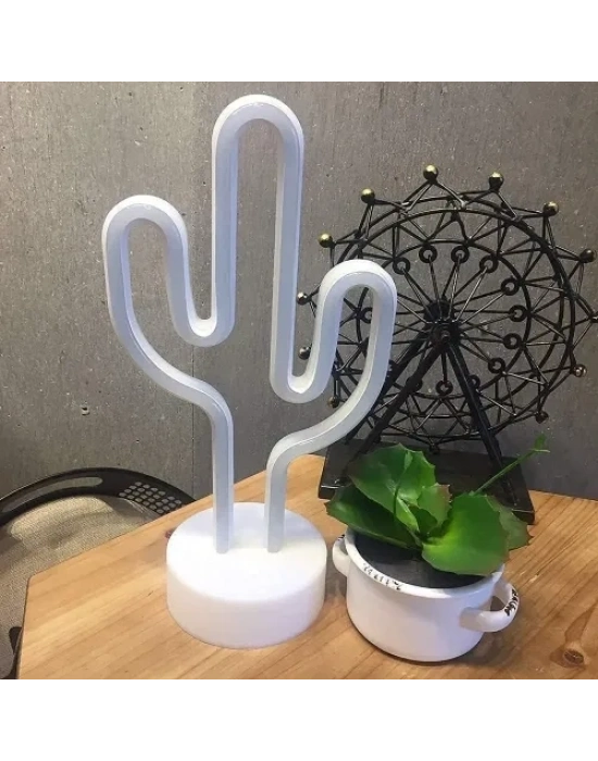 Neon Işıklı Kaktüs Masa Gece Lambası
