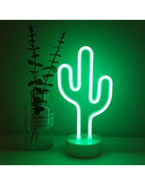 Neon Işıklı Kaktüs Masa Gece Lambası